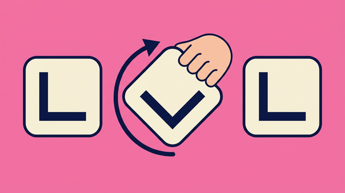 Illustration générée : une main fait pivoter une tuile portant une figure en L, entre deux autres tuiles.